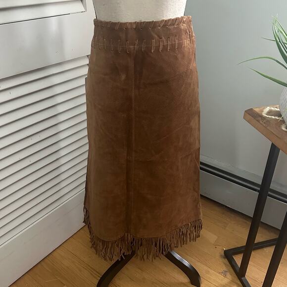 New THE KEENAN LEATHER CO Womens Skirt Suede 100% Leather Fringe Western 40 US 8 - Picture 7 of 15